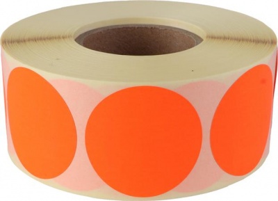 Etikett, 38 mm kör, 1000 etikett/tekercs, fluo piros