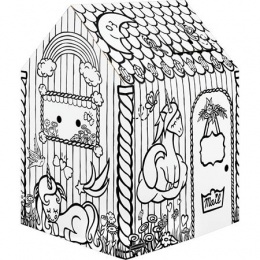 Játékház, színezhető, karton, FELLOWES, Egyszarvú házikó