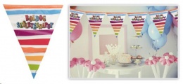 Zászló, 3,6 m, műanyag, "Boldog Születésnapot, csíkos-pöttyös"